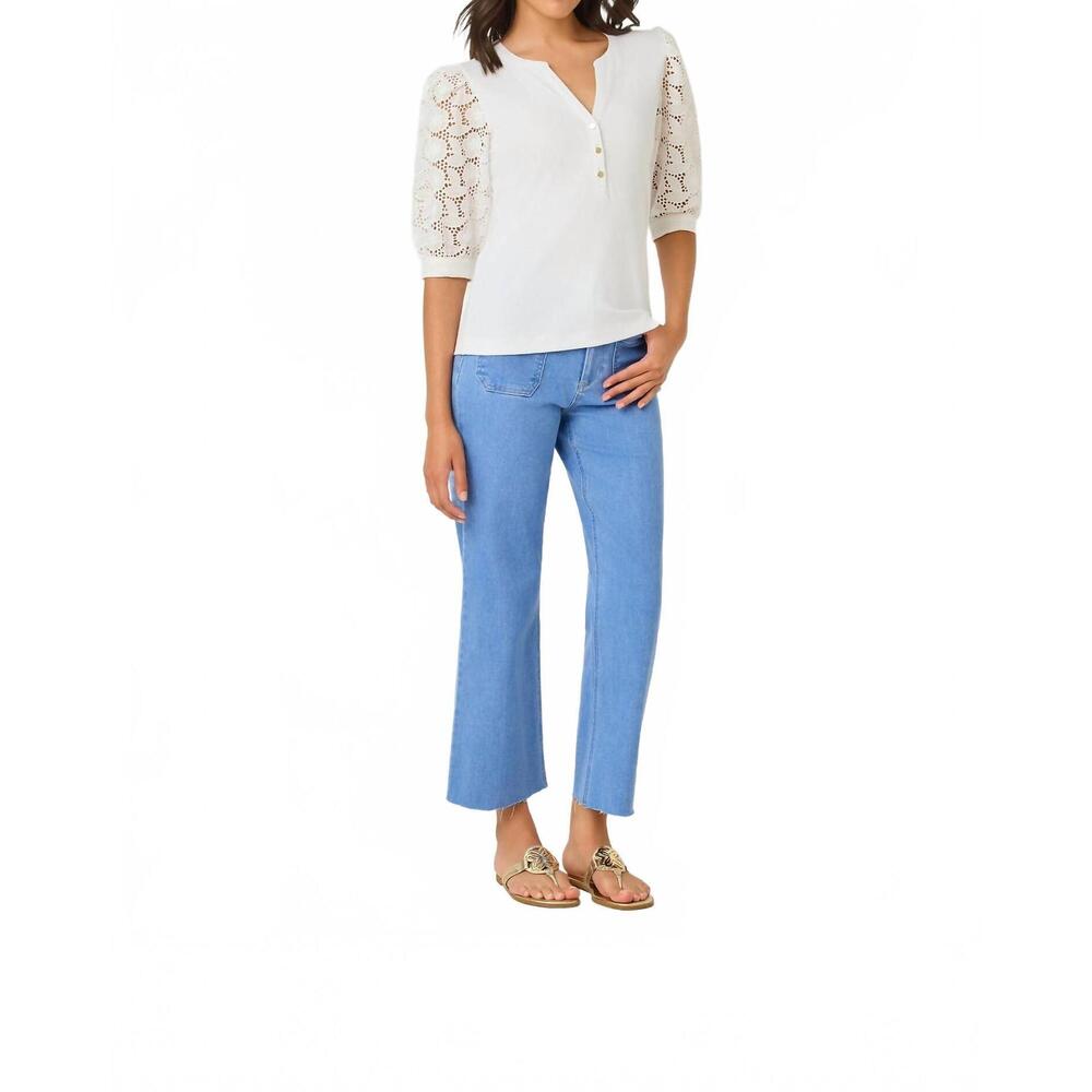 NEW LILLY PULITZER ronson eyelet knit top in resort white